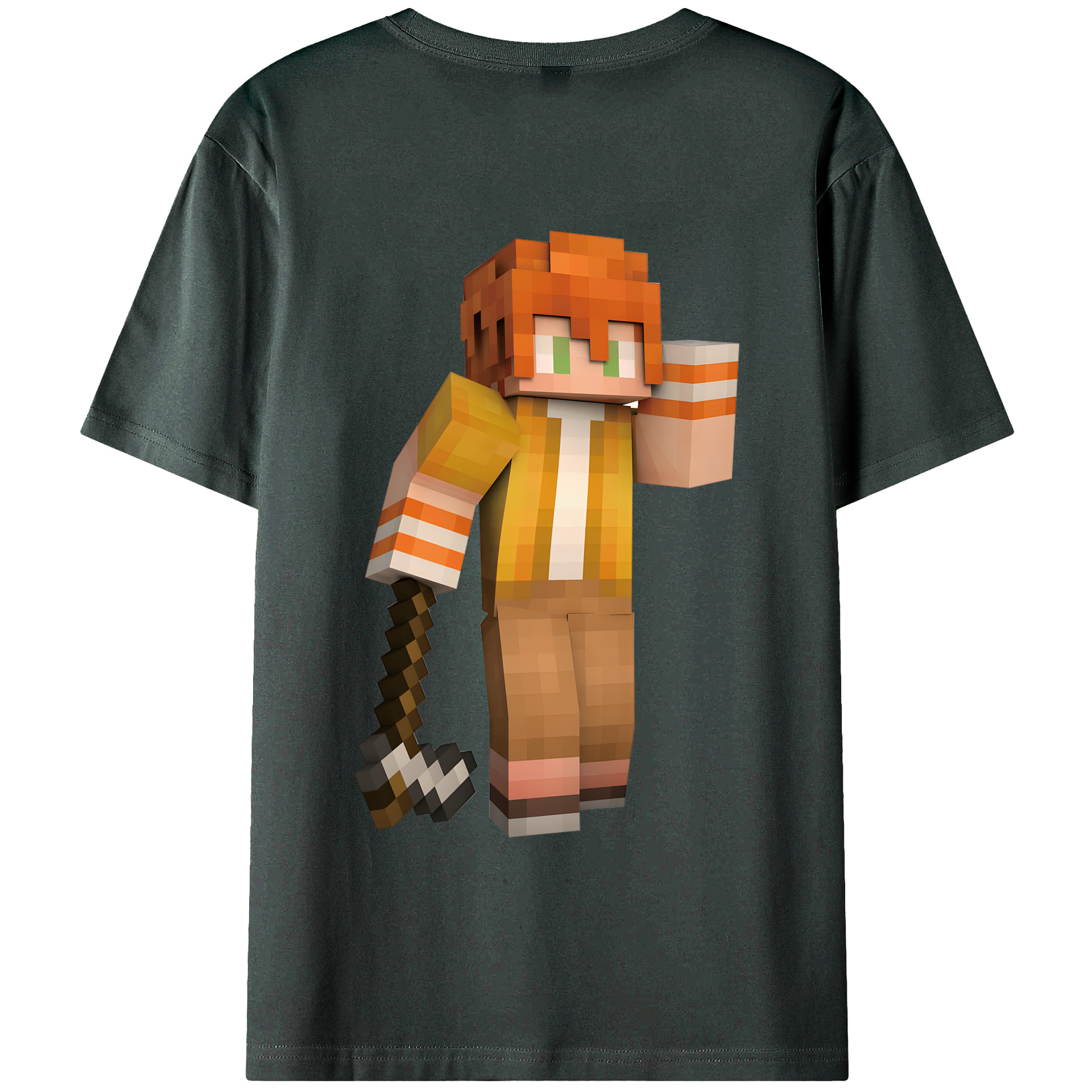 （画像用） マインクラフト ブロックの世界 Minecraft MC Block world 綿100％ メンズ半袖Tシャツ（バックプリント） 通気性